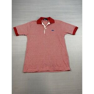 Vintage Izod Lacoste Shirt Youth Size 18 Red Striped Short Sleeve Blue Crocodile